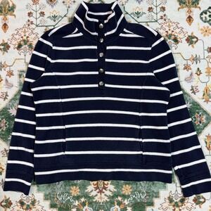Ralph Lauren Women's Striped Pullover Sweatshirt, Mock‎ Neck, Buttons